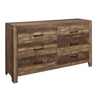 Millwood Pines Rustic Brown Finish 1Pc Dresser Black Handles Wooden Funiture Rustic Style-33.5" H x 58.5" W x 16" D