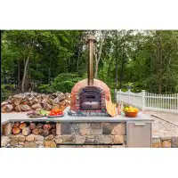 Authentic Pizza Ovens Lisboa Built-In Wood-Fired Pizza Oven in Red