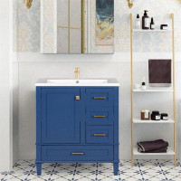 maxbrass 30'' Free Standing Bathroom Vanity with Resin Basin