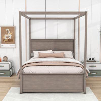 Red Barrel Studio Full 2 Drawers Wood Canopy Bed with Slats