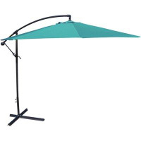F4 10-Ft Offset Cantilever Patio Umbrella With Aruba Teal Canopy