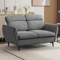Ebern Designs Ebern Designs 56" Small Loveseat, Modern Linen Fabric 2-seater Sofa, Upholstered Love Seat, 2 Seat Couch F