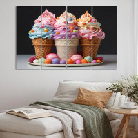 Design Art Food Ice Cream Pointillism V - Food & Beverage Metal Wall Art Set