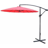 Arlmont & Co. 9 Ft Offset Hanging Market Patio Umbrella W/Easy Tilt Adjustment For Backyard, Poolside, Lawn And Garden,