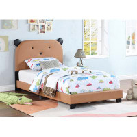 Zoomie Kids Upholstered Twin Size Platform Bed For Kids, With Slatted Bed Base, No Box Spring Needed