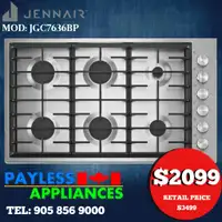 Jenn-Air Pro Style JGC7636BP 36 Gas Cooktop With 6 Burners Stainless Steel Color