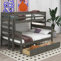 Harriet Bee Wood Twin Over Full Bunk Bed With 2 Drawers