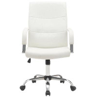 Ivy Bronx Contemporar Mid Back High Back Leather Swivel Ergonomic Executive Office Chair In White