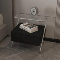 My Lux Decor Mid Century Luxury Tempered Glass Bedside Table Modern Nightstands Small Storage Cabinet Stainless Steel Fe
