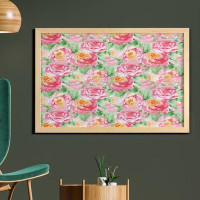 East Urban Home Ambesonne Watercolor Flower Wall Art With Frame, Rose Flower Composition With Leaves In Soft Colours Blo