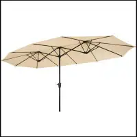 Ivy Bronx 15x9ft Large Double-Sided Rectangular Outdoor Twin Patio Market Umbrella w,