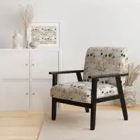 Design Art Grey And Blue Poka Dot Retro Landscape - Upholstered Modern Arm Chair