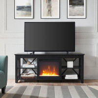Laurel Foundry Modern Farmhouse Hazelip TV Stand for TVs up to 65" with Electric Fireplace Included