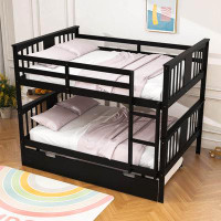 Harriet Bee Full Over Full Wood Standard Bunk Bed With Twin Size Trundle