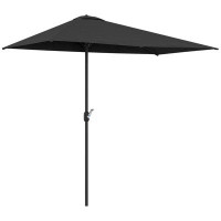 Arlmont & Co. 8ft Half Rectangular Umbrella Balcony Parasol Outdoor Aluminum Black