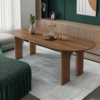 Hokku Designs 94.49" Brown Solid Wood Half-circle Dining Table