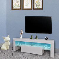 Wrought Studio Modern TV Stand, Media Console Entertainment Centre With Drawer For Tvs Up To 55",With 16 Colours LED And