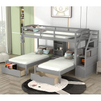 Harriet Bee Getsemani Twin over Twin over Twin 2 Drawer Triple/Quad Bunk Bed with Shelves by Harriet Bee