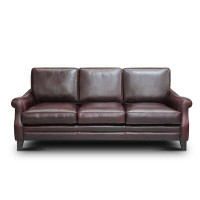 Hello Sofa Home Adriana 100% Top Grain Leather Traditional Sofa