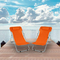 Arlmont & Co. Portable Beach Chair Set Of 2 With Headrest