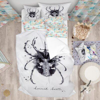 Made in Canada - East Urban Home Designart Monotype Horned Beetle Duvet Cover Set