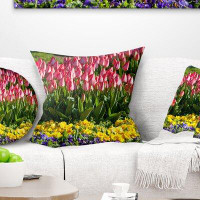 East Urban Home Floral Tulip Garden with Flowers Pillow