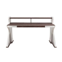 Plethoria Bailee Retro Brown and Aluminum Writing Desk with Storage