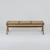 Latitude Run® Pierre Jeanneret Solid Wood & Cane Bench