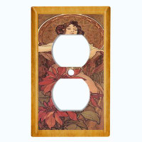WorldAcc Metal Light Switch Plate Outlet Cover (Beautiful Art Nouveau Angels Portrait - Single Duplex)