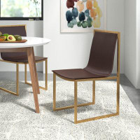 Wade Logan Aeronwy Brown Leatherette Dining Chair