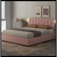 Ivy Bronx Upholstered Platform bed with Height-adjustable Headboard and Under-bed Storage Space