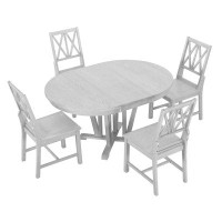 Fu Owner Round Bracket Table With 4 Dining Chairs