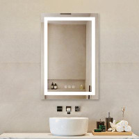 Orren Ellis Miroir de salle de bain à DEL réglable et sans brouillard