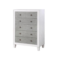 Rosdorf Park Chest With 5 Drawers And Diamond Pull, Grey
