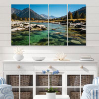 Millwood Pines Sunny Day Mountain River Lakehouse Charm I - Lakes & Rivers Canvas Wall Art - 4 Panels