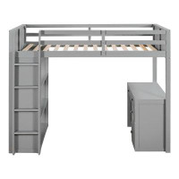 antfurniture Loft Bed With Ladder, Shelves, And Desk