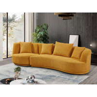 Hokku Designs Chic Liyasi Living Room Set With Luxury Teddy Fleece: 2-seater And Swivel Armchair Combo