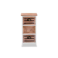 Lefancy.net Lefancy  Palta Modern and Contemporary Two-Tone White and Oak Brown Finished Wood 3-Drawer