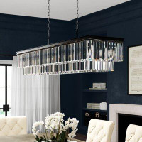 Mercer41 Kratika 10 - Light Kitchen Island Tiered Pendant with Crystal Accent