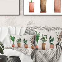 East Urban Home Rectangle,Duo Of Potted Flowers House Plants - Farmhouse Printed Throw Pillow