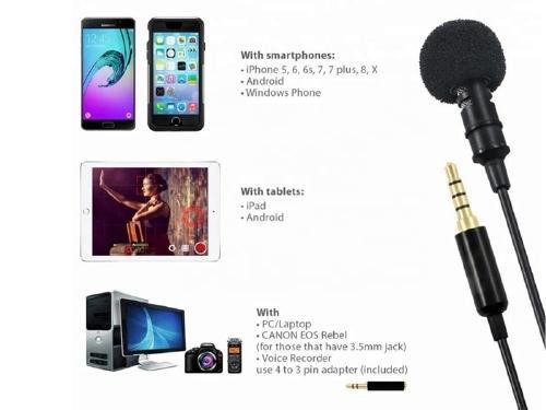 Professional 3.5mm Lavalier Lapel Clip on Microphone for Computer, Cameras, Smartphones and Vlog - Black in General Electronics - Image 4