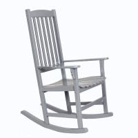 August Grove Outdoor Cineraria Rocking Solid Wood Chair