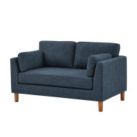 Ebern Designs 57" Upholstered Loveseat With Wooden Legs And Pillows
