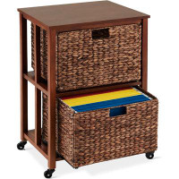 Best Choice Products Best Choice Products Vertical Rolling File Cabinet, Multipurpose Portable Water Hyacinth Basket Org