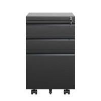 Inbox Zero 3 Drawer Mobile File Cabinet With Lock,Metal Filing Cabinets For Home Office Organizer Letters/Legal/A4,Fully