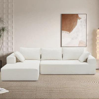 Latitude Run® Modular Sectional Sofa Set, Upholstered Sleeper Sofa, 2 PC Free Combination, L-Shape, White