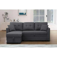 Latitude Run® Latitude Run® 3-Seat Modern Fabric Sleeper Sectional Sofa With Storage In Dark Grey