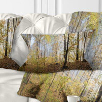 East Urban Home Autumn Forest in Morning Landscape Photography Pillow