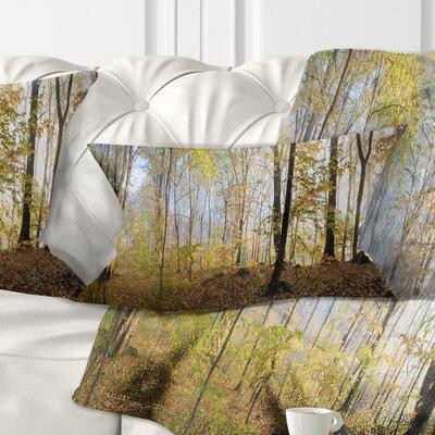 East Urban Home Autumn Forest in Morning Landscape Photography Pillow in Bedding