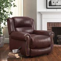 Three Posts Indianola 39.75" Wide Genuine Leather Manual Zero Clearance Standard Recliner
